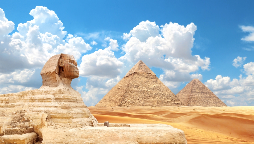 Famous,Great,Sphinx,And,Pyramids,Of,Chephren,And,Cheops,,Cairo,
